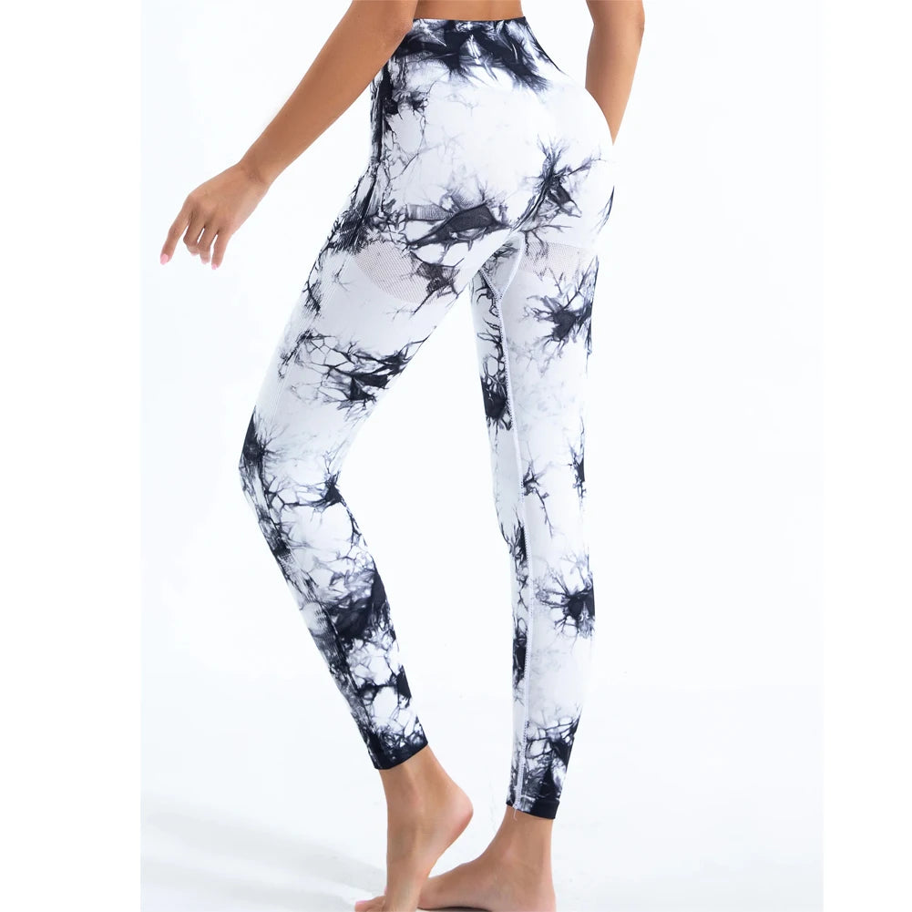 Women's Tie-Dye Seamless Peach Butt High Waist Butt Pants Stretch Fitness Yoga Pants - ATFH