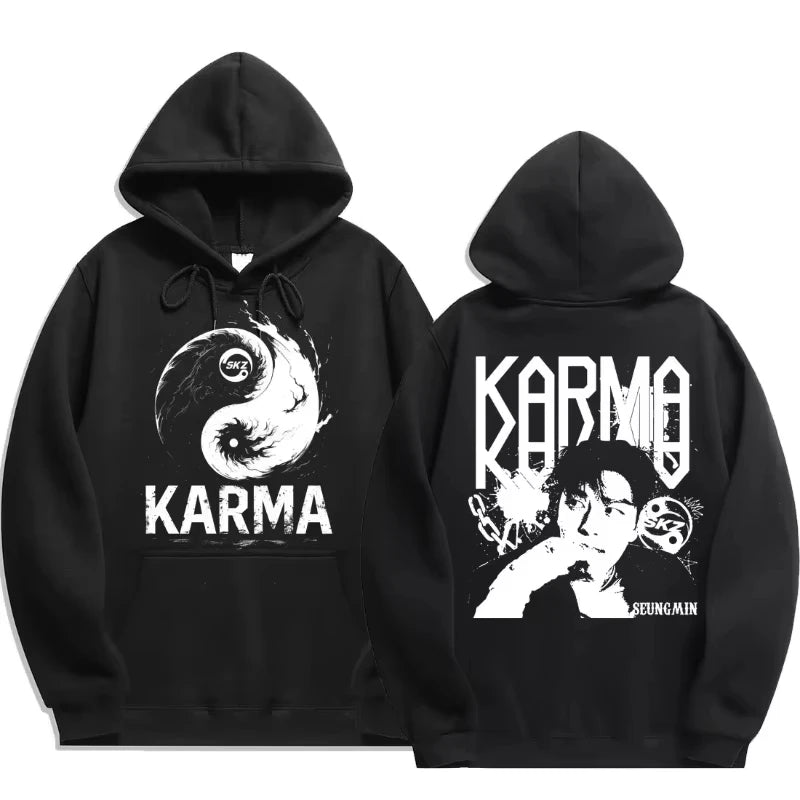KPOP's fourth album KARMA printed men's hoodie FELIX HAN BANGCHAN CHANGBIN HYUNJIN LEE fashion hoodie