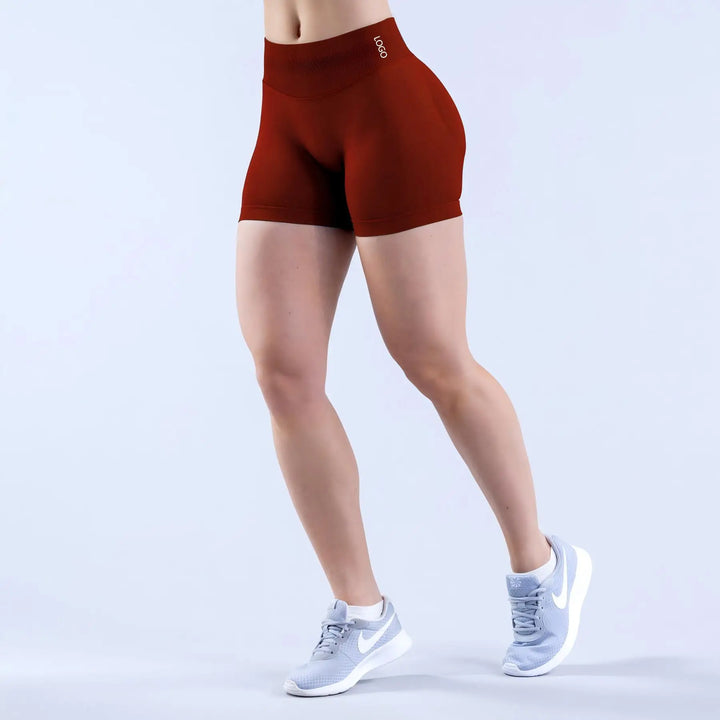 logo Yoga Shorts for Women, Seamless High Waisted Quick Dry High Stretch Butt Lifting Color Block Shorts for Gym Fitness Running
