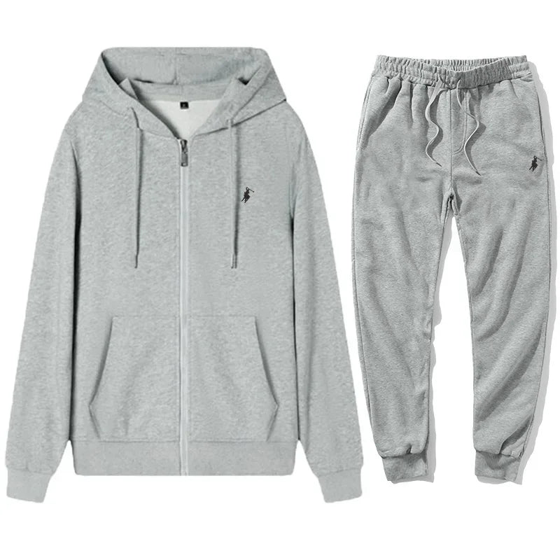 Men's classic hoodies and sport pants for autumn and winter, suitable for casual fitness, warmth and casual sportswear sets in a - ATFH