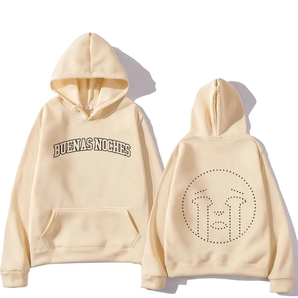 Rapper Quevedo Buenas Noches Gothic Long Sleeve Hoodie Casual Fleece Sweatshirt Men Women Oversized Fashion Cozy Unisex Hot Sale - ATFH