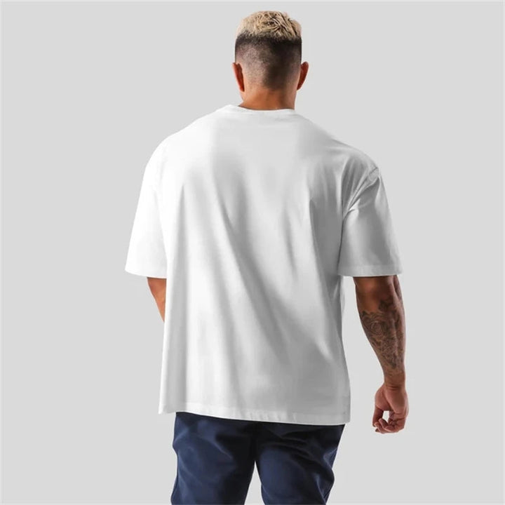 ONE POINT LYFT Print Big T Shirt Men Running Sport Gym Fitness Training Oversized 100% Cotton T-shirt Mens Bodybuilding Tee Tops ATFH