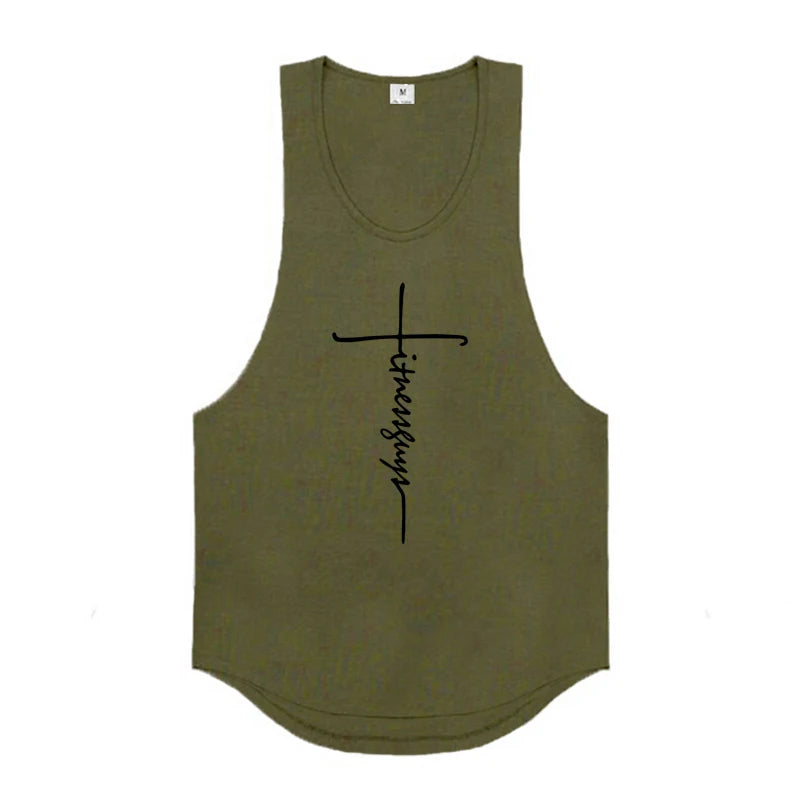 Fitness Guys Running Vests Men Bodybuilding Stringer Tank Tops Summer Cotton Fashion Casual Singlets Muscle Gym Sleeveless Shirt