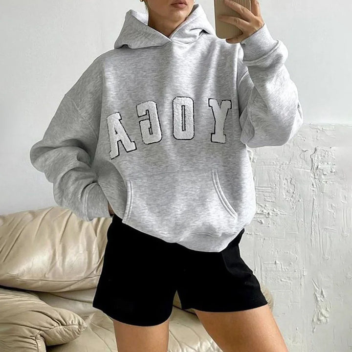 Casual Hooded Hoodies Women Autumn Winter Sweatshirts Letter Embroidery Female Long Sleeve Pullover Tops Oversized Streetwear - ATFH