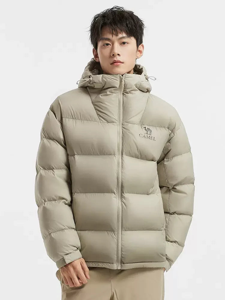 Golden Camel Winter Men Down Hooded Jacket Outdoor Ultra Light 85% White Duck Down Jacket Windproof Waterproof Camping Down Coat