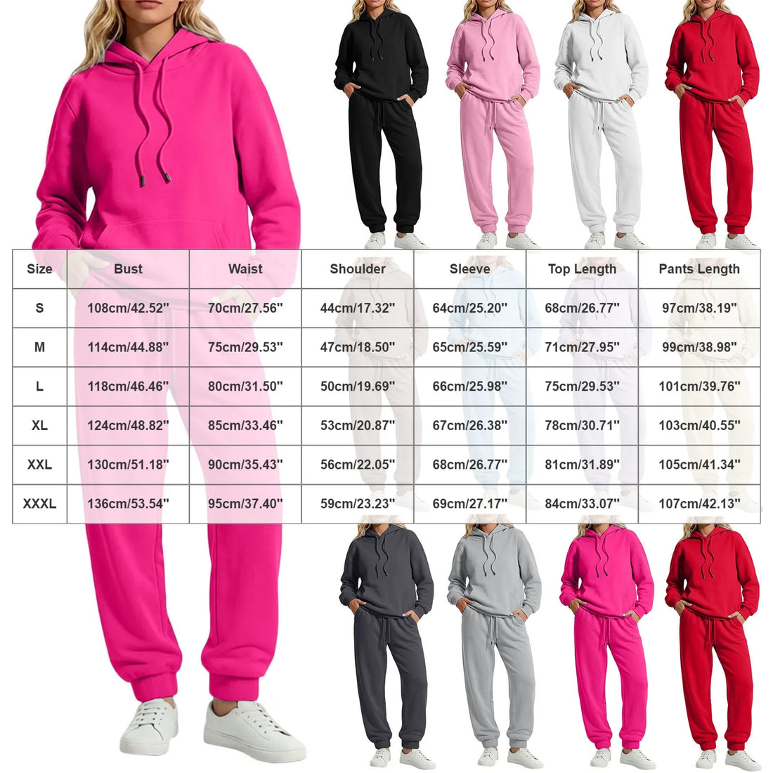 Autumn Winter Women Casual Hooded Tracksuit Long Sleeve Sweatshirt Matching Elastic Cuff Jogger Pants Soft Sport Female Clothes
