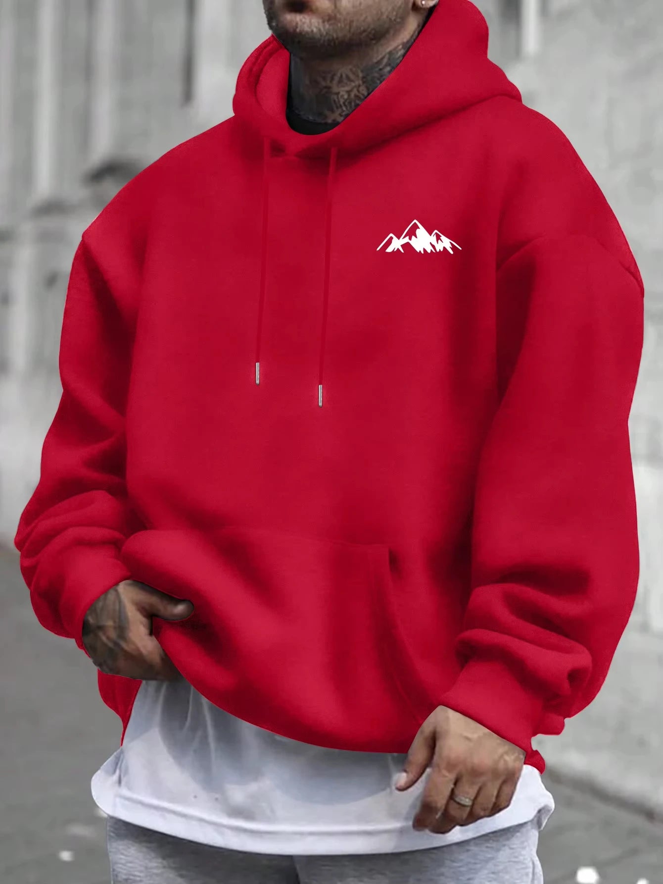 Men'S Casual Pink Hoodie with Fleece Lining Stylish Graphic Long Sleeve Regular Fit Casual Wear Hoodie Front Blend Hoodie - ATFH