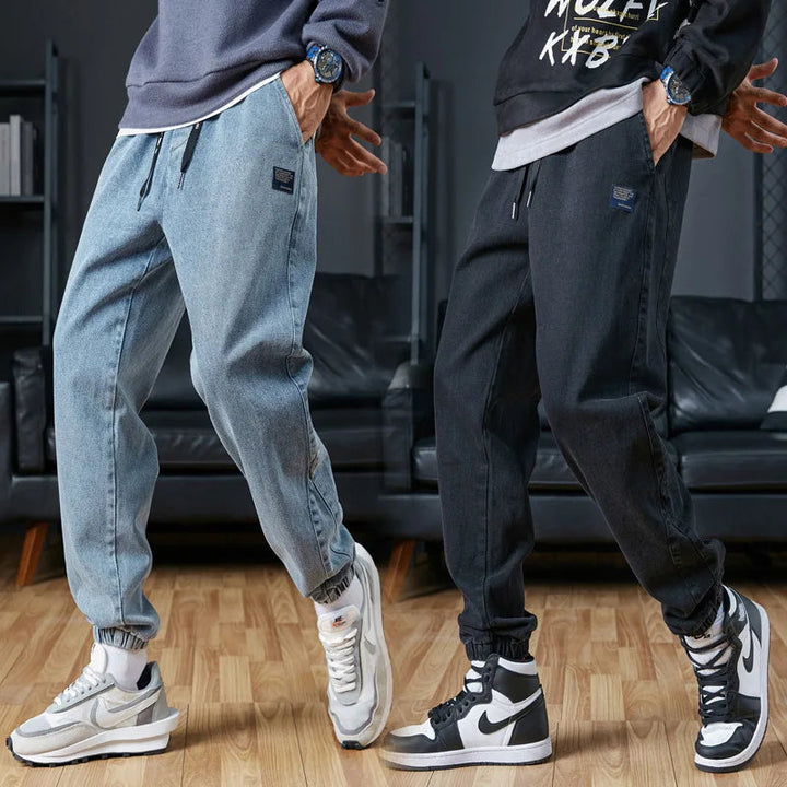 Spring Summer Black Blue Cargo Jeans Men Streetwear Denim Jogger Pants Men Baggy Harem Jean Trousers Plus Size ATFH