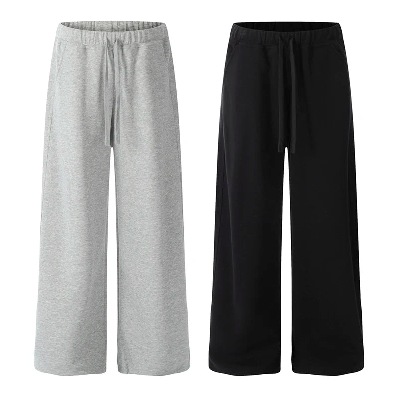 Elastic Waist Drawstring Sport Pants Men Streetwear Fashion Loose Casual Wide Leg Baggy Pants Trousers Joggers Sweatpants