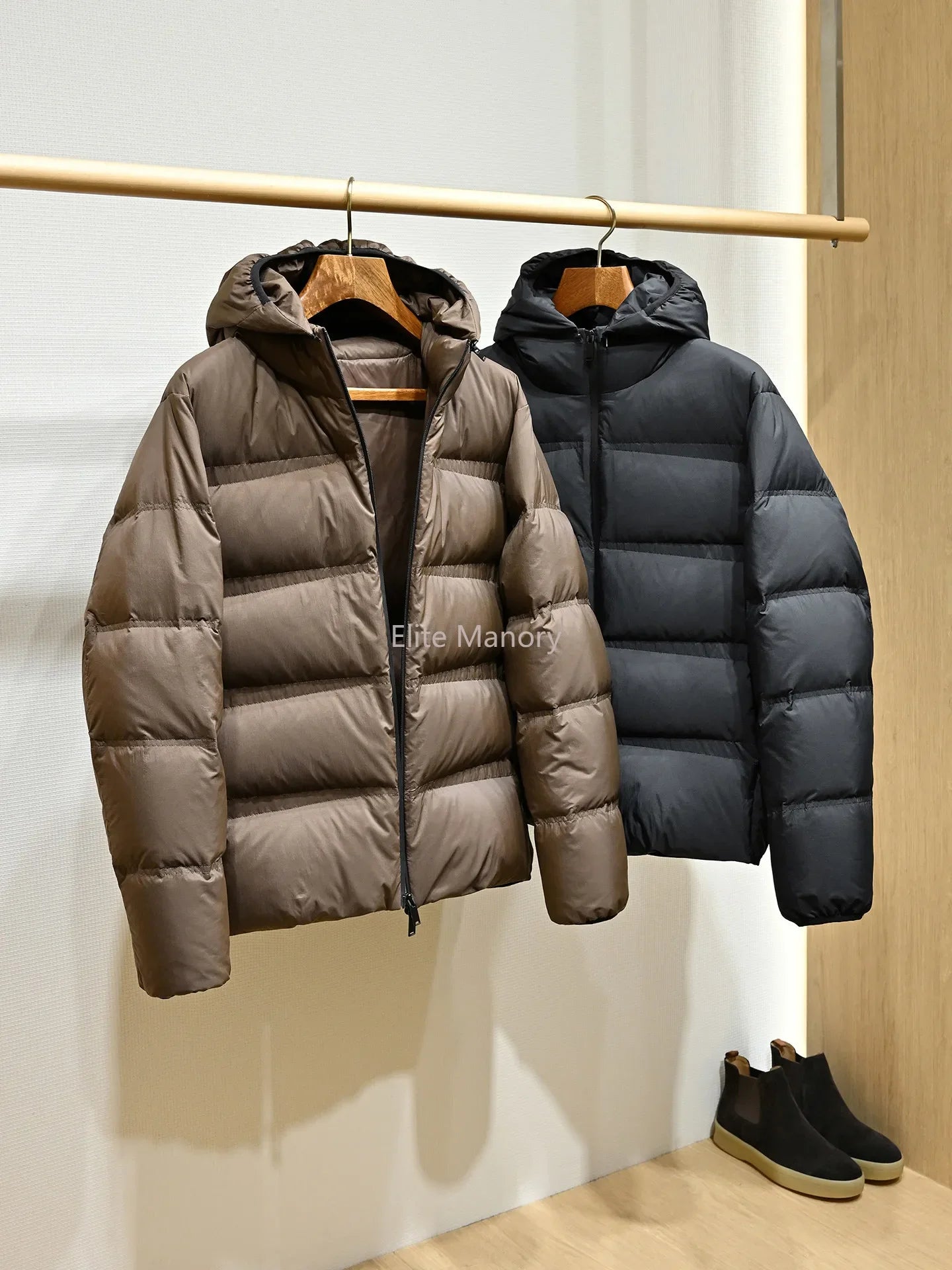 Nylon three-proof fabric, Liuqiao 90 white goose down warm detachable hooded down jacket for men