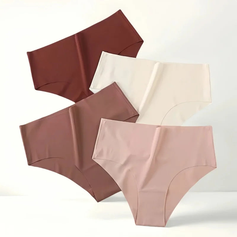 3Pcs/Set Ice Silk Panties Women High Waist Seamless Briefs Breathable Invisible Underwear Soft Stretch Sexy Lingerie XS-XL Panty