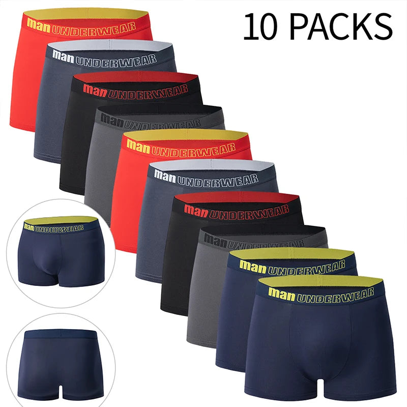 4/10 Piece Set Of Men's Casual And Fashionable Underwear Comfortable Boxer Shorts Youth Plus Size Sports Cycling Elastic Shorts