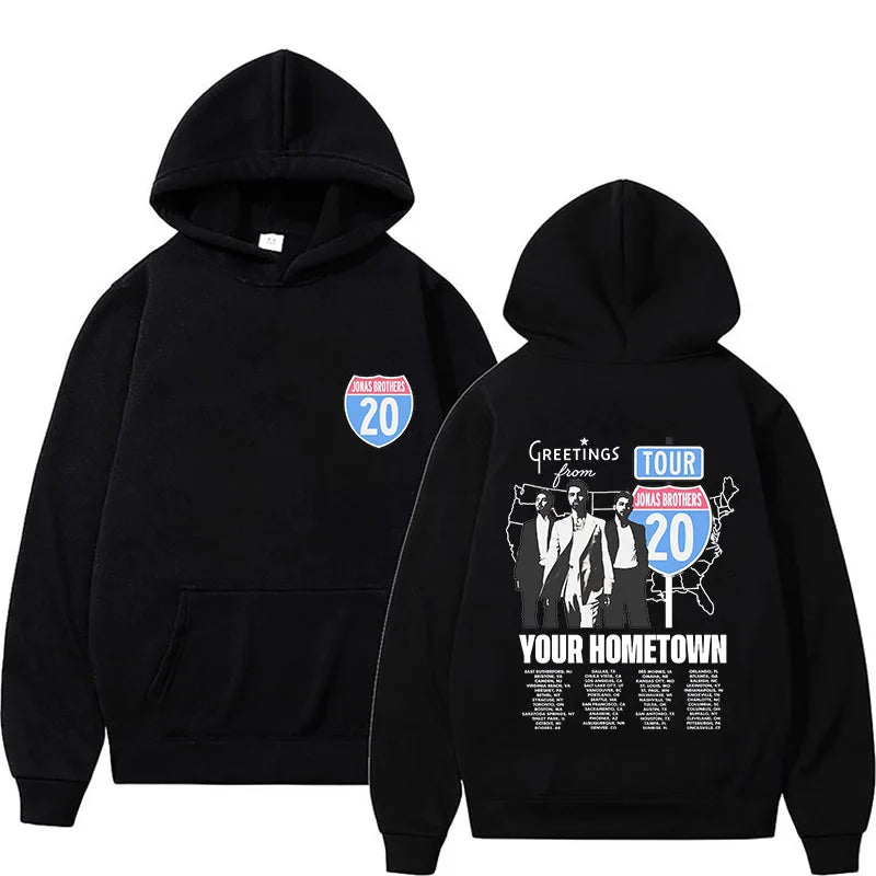 Jonas Brothers Greetings From Your Hometown Hoodies Men Women Oversized Sweatshirts Fashion Vintage Hooded Pullovers Streetwear - ATFH
