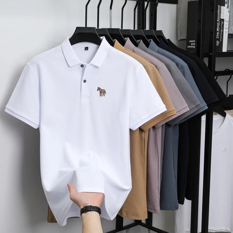 High end Men's Summer New Short Sleeve Breathable Polo Shirt Custom T-shirt Half Sleeved Exquisite Brand Pony Embroidery Top