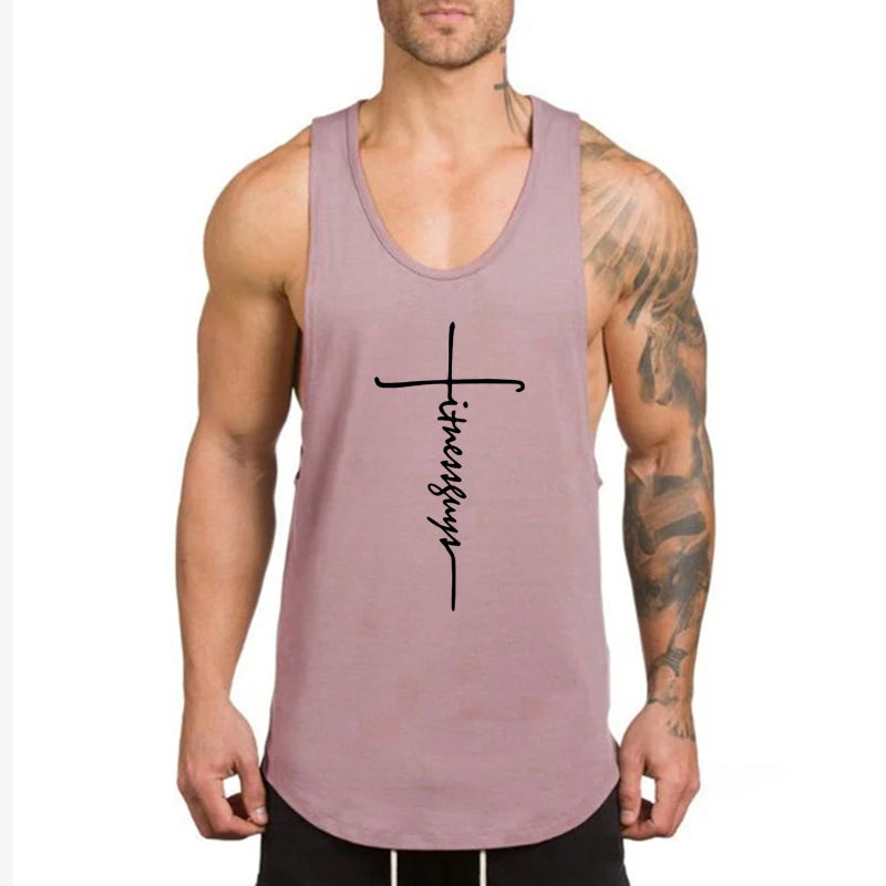 Fitness Guys Running Vests Men Bodybuilding Stringer Tank Tops Summer Cotton Fashion Casual Singlets Muscle Gym Sleeveless Shirt