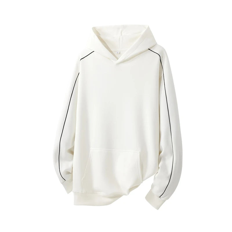 2025 Men Hoodie Cotton Unisex Oversized Long-Sleeve Sweatshirt Loose Fit Cozy Streetwear Hong Kong High-Street Casual Tops - ATFH