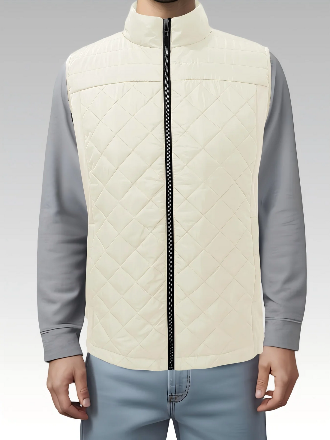 Mens Vest Tops Sleeveless Quilted Outerwear Jackets Stand Collar Zip up Lightweight Vests Spring Fall Winter Outfits