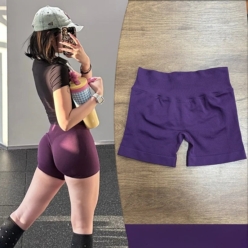 Women's Low-Rise Yoga Pants Three-quarter Length Shorts Tummy Control Workout Leggings Gym Fitness Running Seamless Tights