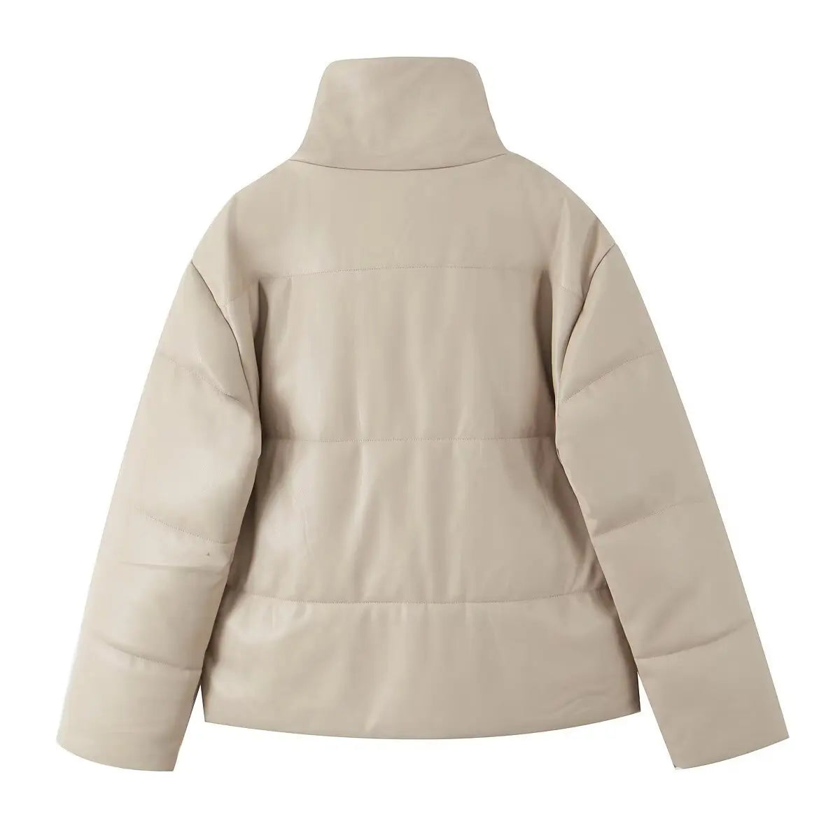 Fashion Black Pu Leather Winter Jacket Women Zipper Thick Warm Cotton Padded Coats Female Stand Collar Short Down Parkas