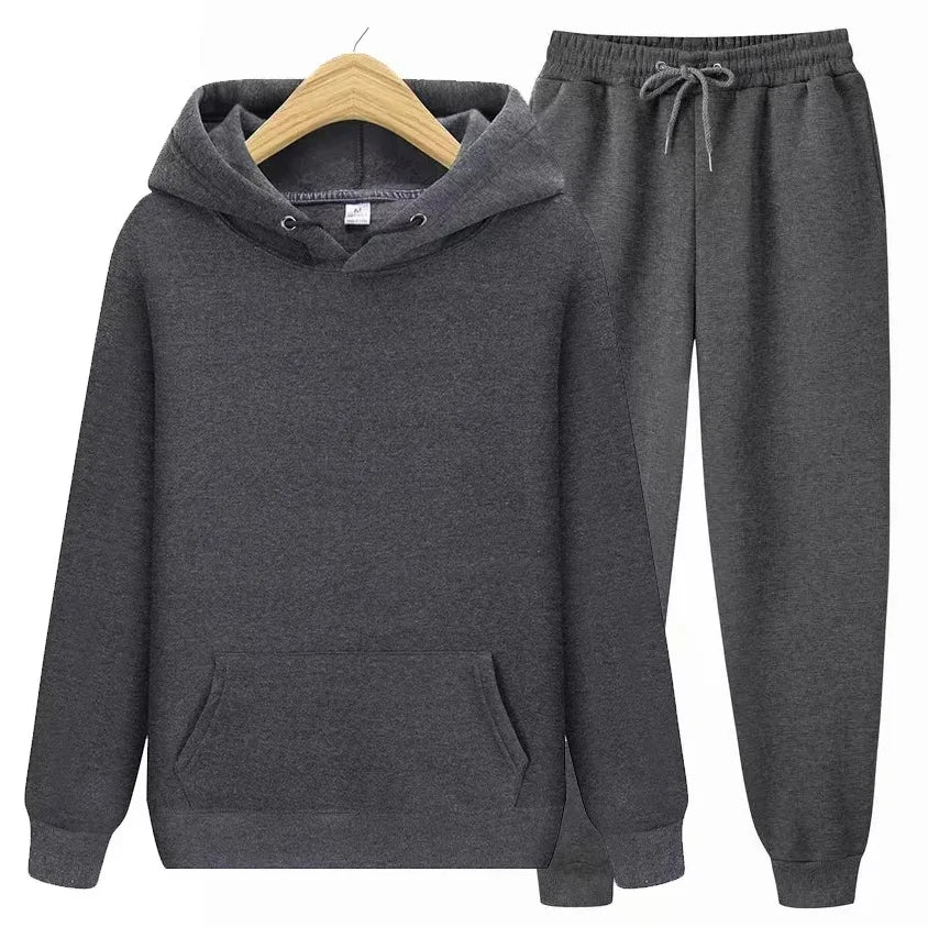 Men's Autumn /Winter New Solid Color Hoodie+pants Two-piece Set Fashionable Casual Sports Set Size S-3XL Men's Tracksuit ATFH