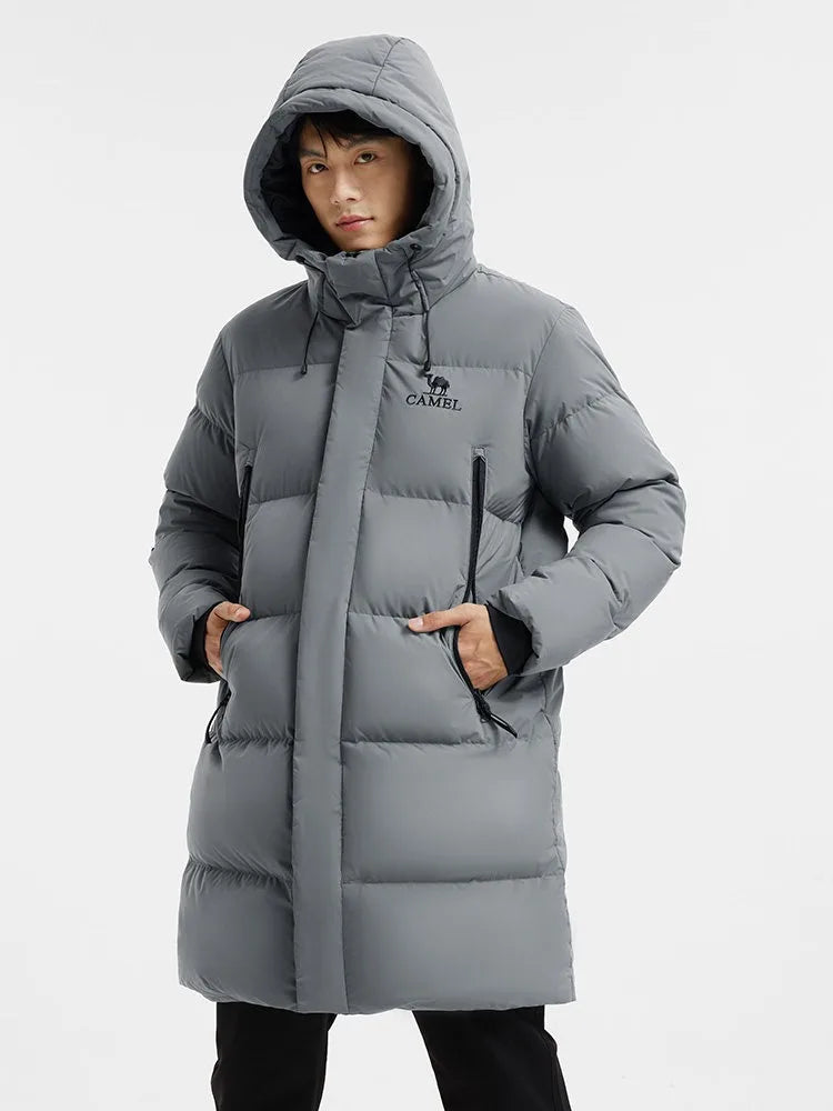 Golden Camel Winter Men Down Jackets Mid-Length Thicken Warm 650FP Duck Down Hooded Ladies Outdoor Camping Coat Hiking Jackets