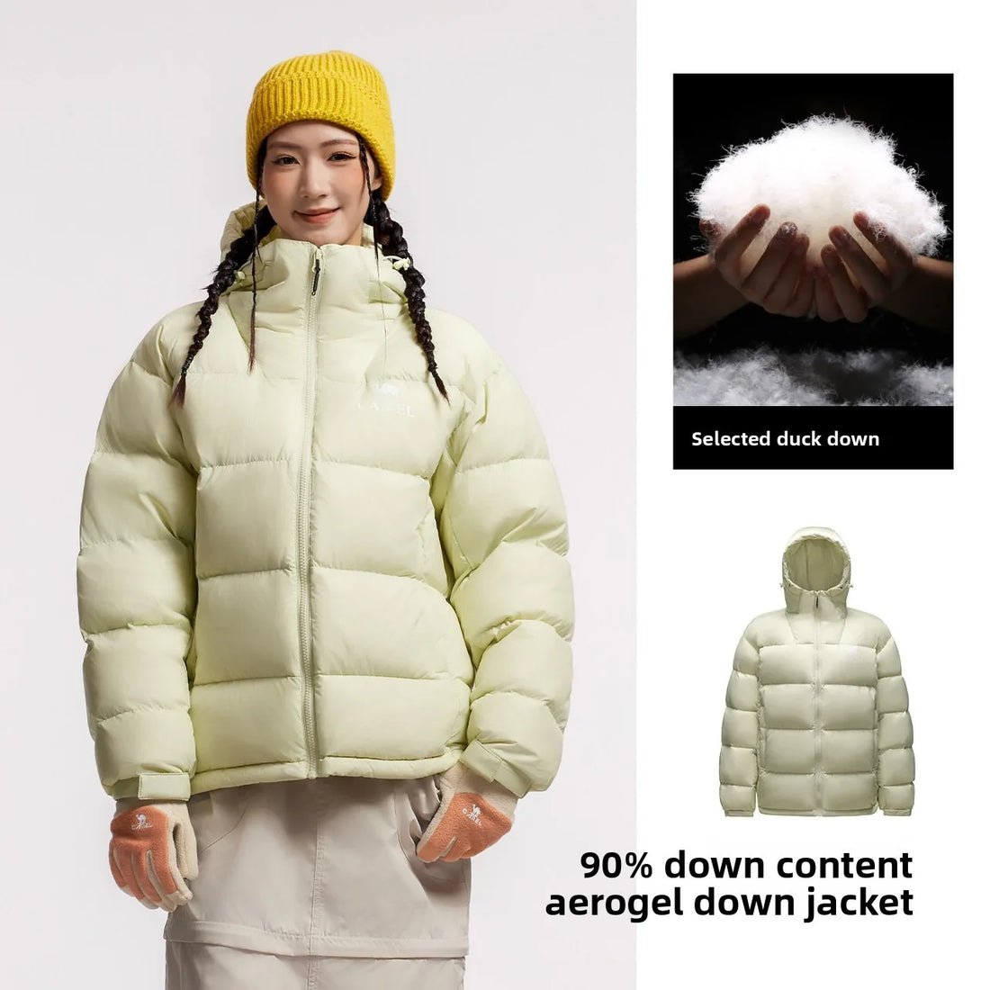 Golden Camel Winter Men Down Hooded Jacket Outdoor Ultra Light 85% White Duck Down Jacket Windproof Waterproof Camping Down Coat