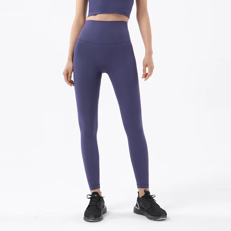 SOISOU Nylon Yoga Pants Gym Leggings Women Girl Fitness Soft Tights High Waist Elastic Breathable No T Line Sports Pants - ATFH