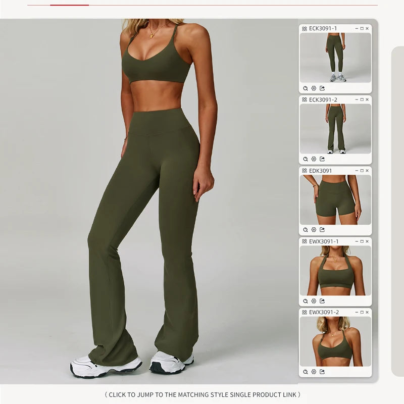 Hearuisavy Women's Running Comfort 2Pcs Sports Pants Set High Waist Push Up Workour Sportswear Casual Cycling Jogging Yoga Bras - ATFH