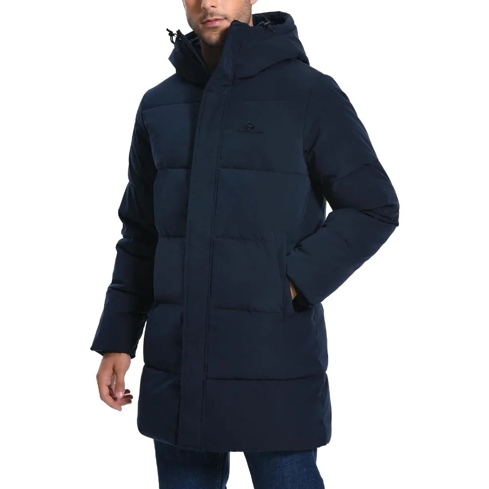 Pioneer Camp Mens Long Winter Coat Hooded Waterproof Insulated Puffer Jacket Thicken Puffy Warm Down Windbreaker Parka