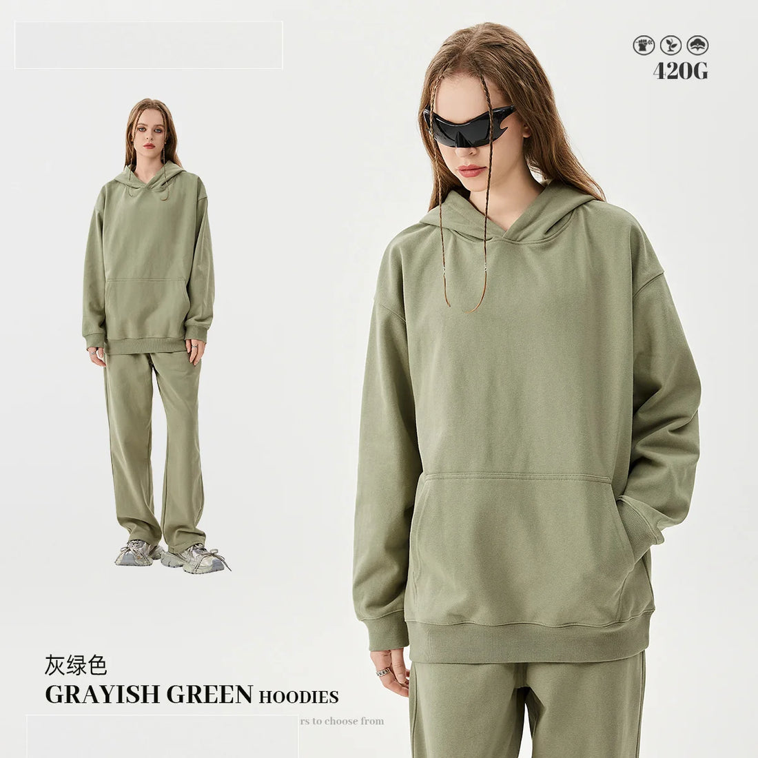 MAQVOB Top Quality Luxury Apparel 420g French Terry Tracksuit Euro US Size Spring Autum Oversize Full Hoodie Tracksuit for Men - ATFH