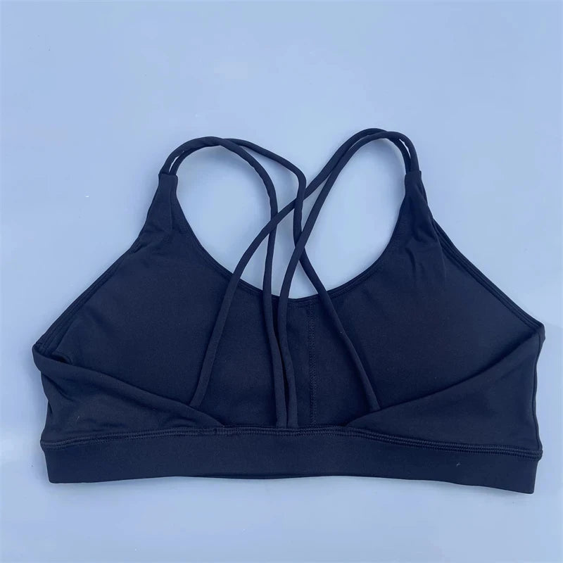 Solid Color high strength Gym Yoga underwear cross Women Fitness Sport Bra Top shockproof Athletic Tight Workout With Chest Pad - ATFH