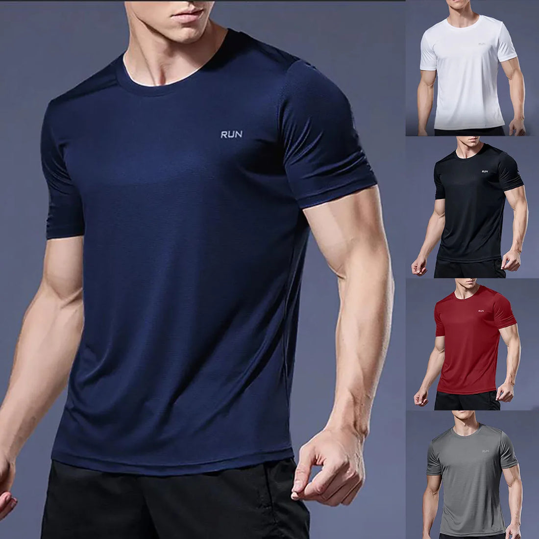 Men's Quick Dry Short Sleeve Gym Running Moisture Wicking Round Neck T-Shirt Training Exercise Gym Sport Shirt Tops Lightweight