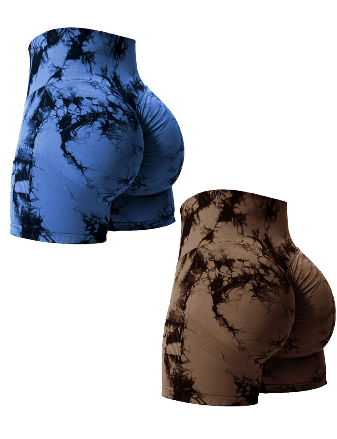 2PCS Tie Dye Butt Lifting Sexy Gym Shorts Woman Skinny Stretch High Waist Sport Shorts Casual Seamless Tahsi Fashion House