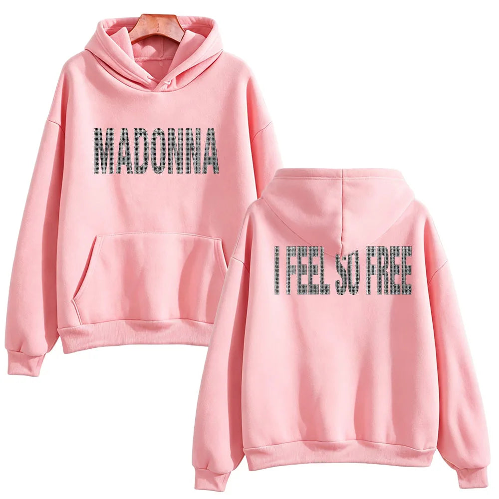 I Feel So Free Hoodie Graphic Printed Hoodie Madonna Merch Vintage Style Sweatshirts Women Men with Hooded Loose Casual Pullover