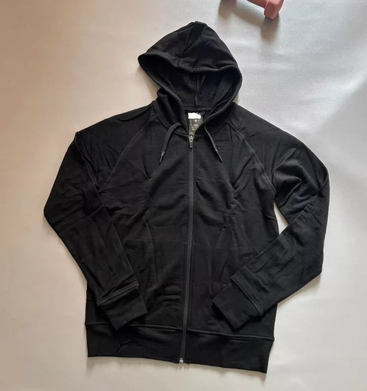 250GSM Merino Wool Hoodie Jacket Mens Womens Middleweight Long Sleeve Thermal Jacket for Sports Hiking Running Casual Jackets - ATFH