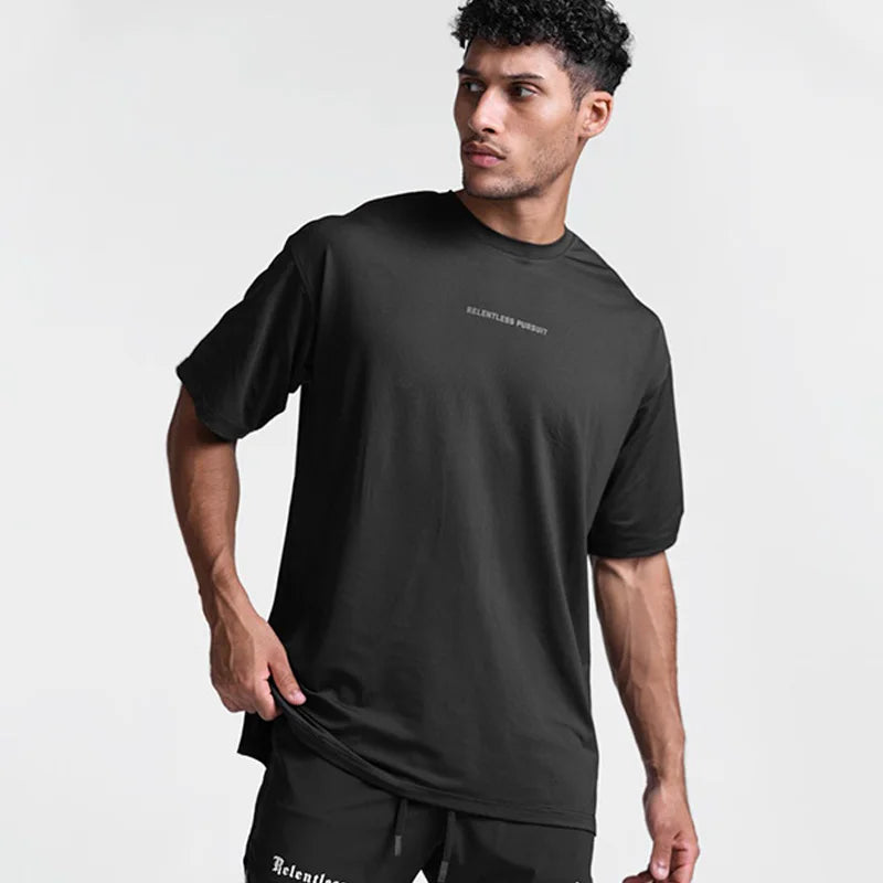 Men's Gym Polyester Quick Dry Running T Shirt Fitness Casual Shirt Training Exercise Clothes Sport Shirt Tops Lightweight ATFH