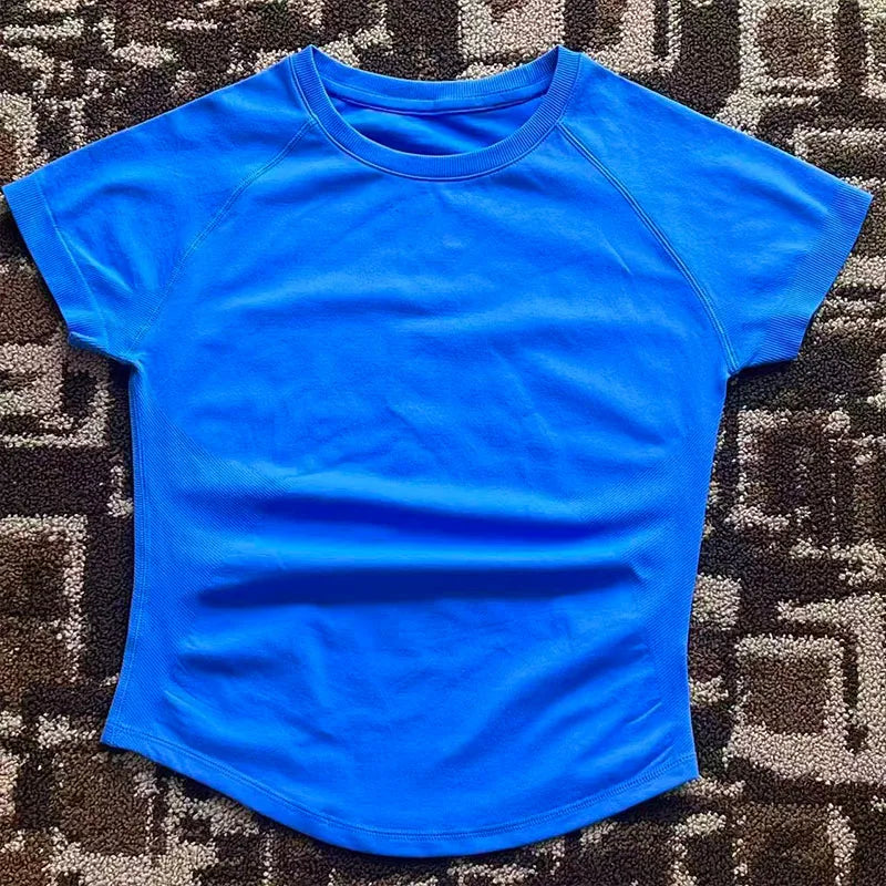 Impact L0g0DF Short Sleeve Top Women Running Sports T Shirt Summer Short Sleeve Round Neck Breathable Stretchy Gym Yoga Fitness - ATFH