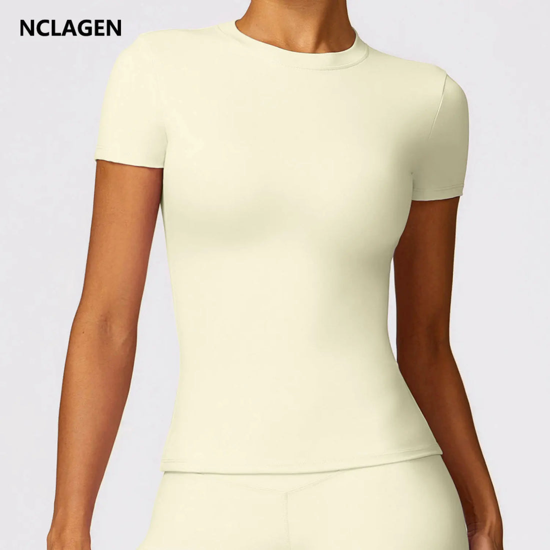 NCLAGEN Gym Top Women Short Sleeve Workout Clothes Sports T Shirt Femme Fitness Activewear Running Accessories Yoga Tight Tops - ATFH