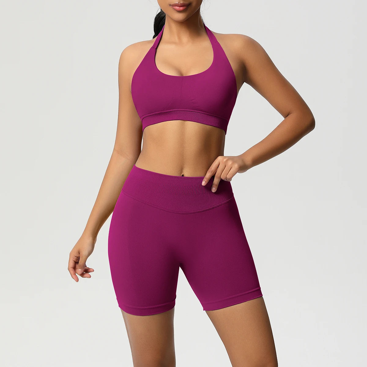 2PCS Sportswear Woman Sports Yoga Set Gym Clothes Yoga Suits For Women Tracksuits Sports Shorts Crossover Bra Gym Leggings - ATFH