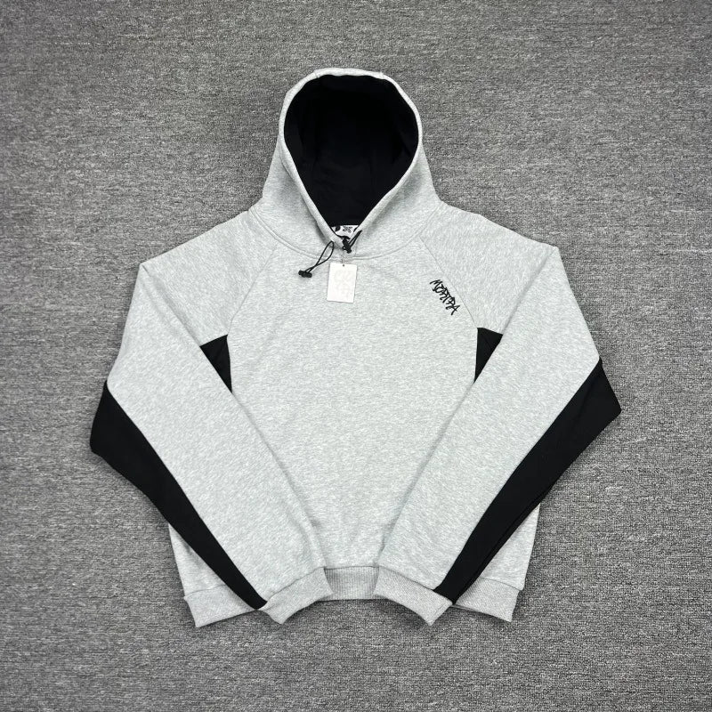 Mertra Patchwork Embroidery Fleece High Street Loose Autumn-Winter Men's and Women's Couple Sleeve Hooded Sweatshirt - ATFH