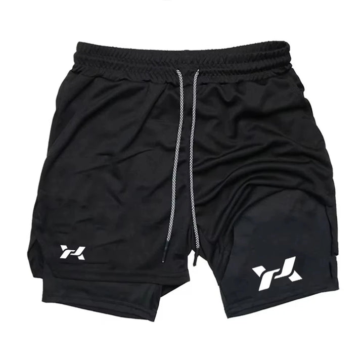 2026Men's Two-in-one Sports Shorts Breathable Casual Quick-drying Double-layer Shorts Running Sportswear Bottoms ZY00197