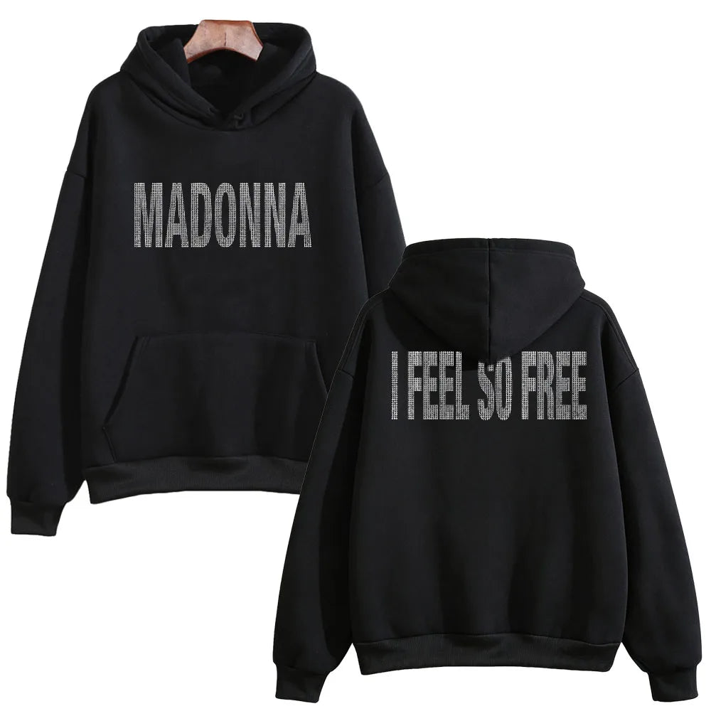 I Feel So Free Hoodie Graphic Printed Hoodie Madonna Merch Vintage Style Sweatshirts Women Men with Hooded Loose Casual Pullover