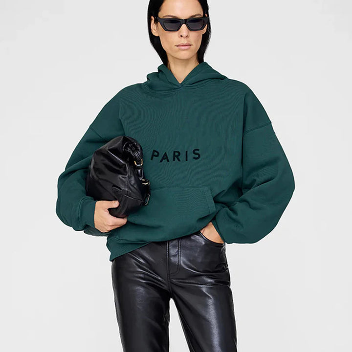 Women's Autumn/Winter North America Niche  Letter Felt Patchwork Washable Fluffy Hooded Sweatshirt - ATFH