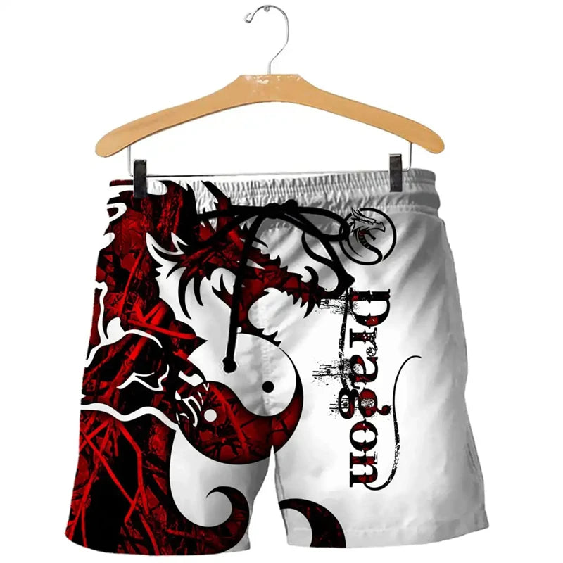 2024 Hot Sale Summer New Fashion Short Pants Oversized Dragon 3d Print Personality Sportwear Gym Shorts Trunks Holiday Swimsuit
