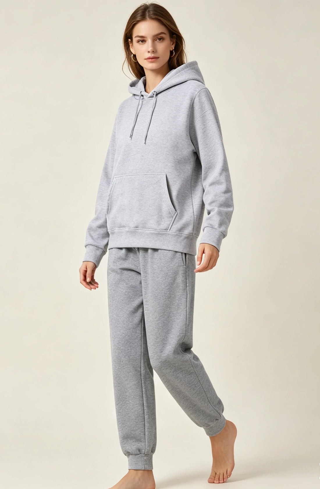 Autumn and Winter Casual Sports Hoodie Set Solid Color Women's Fashion Loose Hoodie Women's Pullover Pants Set