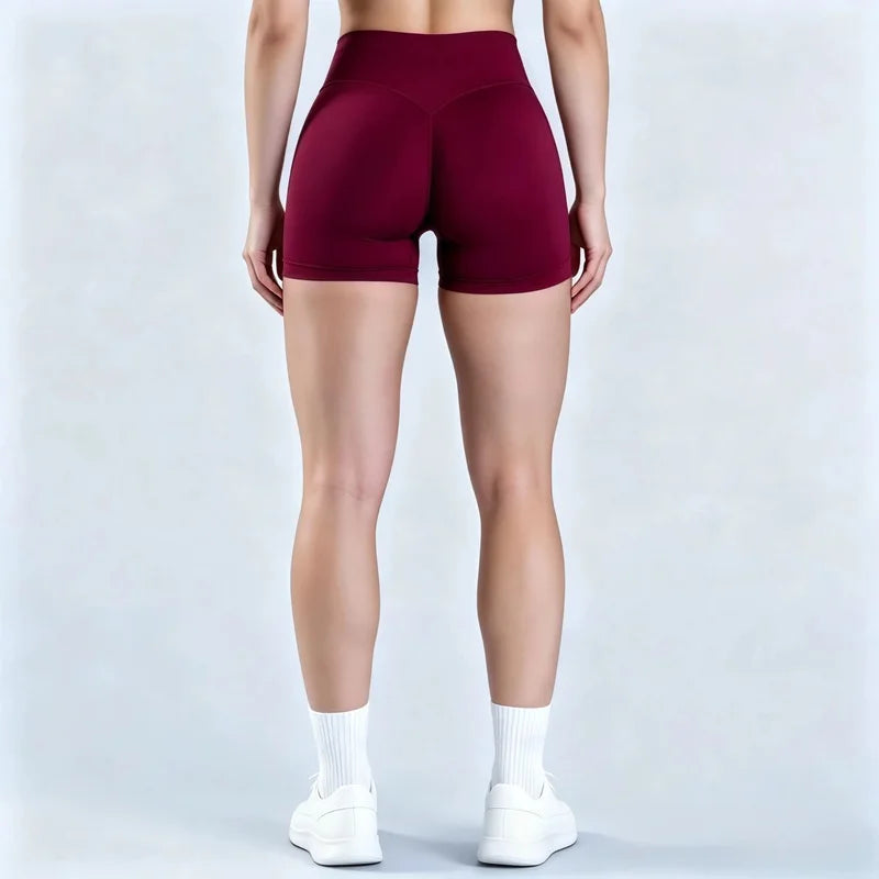 HISTELLO Impact Shorts Women Gym Workout Clothing Low Ribbed Band Sports Yoga Short Pants Seamless Butt Lift Running Leggings