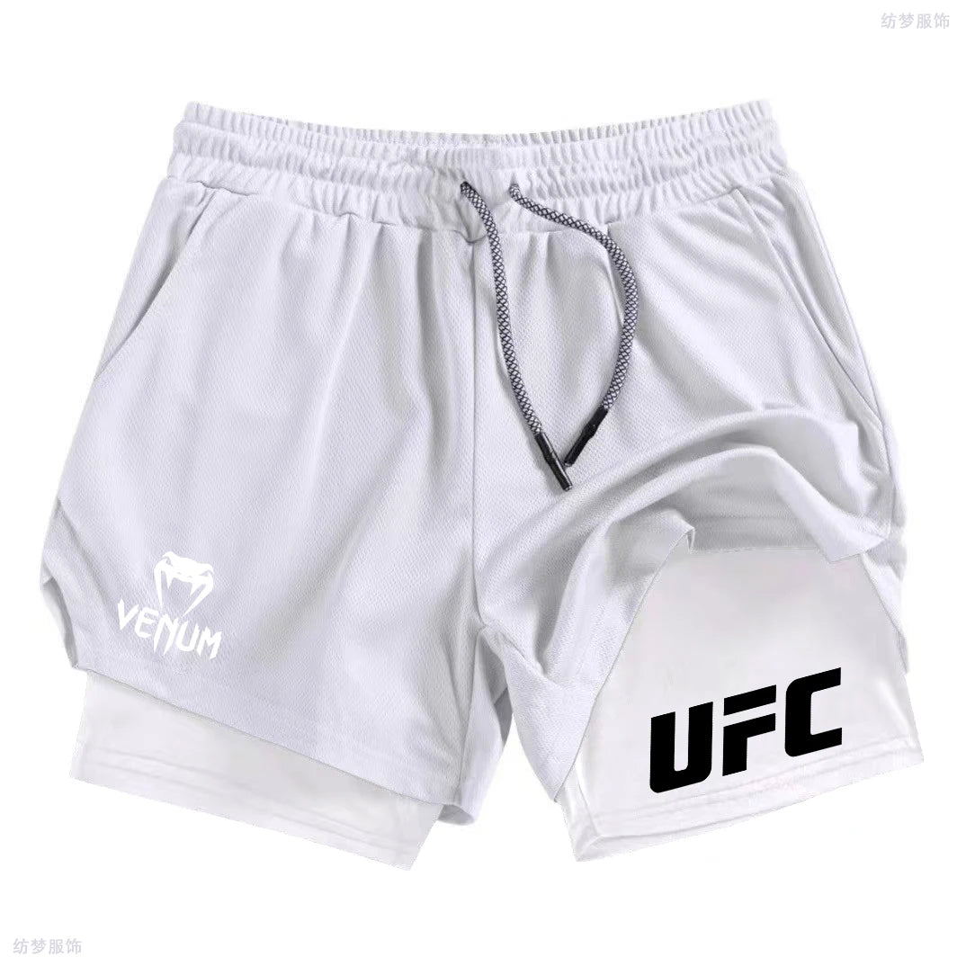 Summer Bottom Wear Running Shorts, Men's Fitness Gym Training 2-in-1 Sports Shorts, Quick-Drying Exercise Jogging Double-Layer S