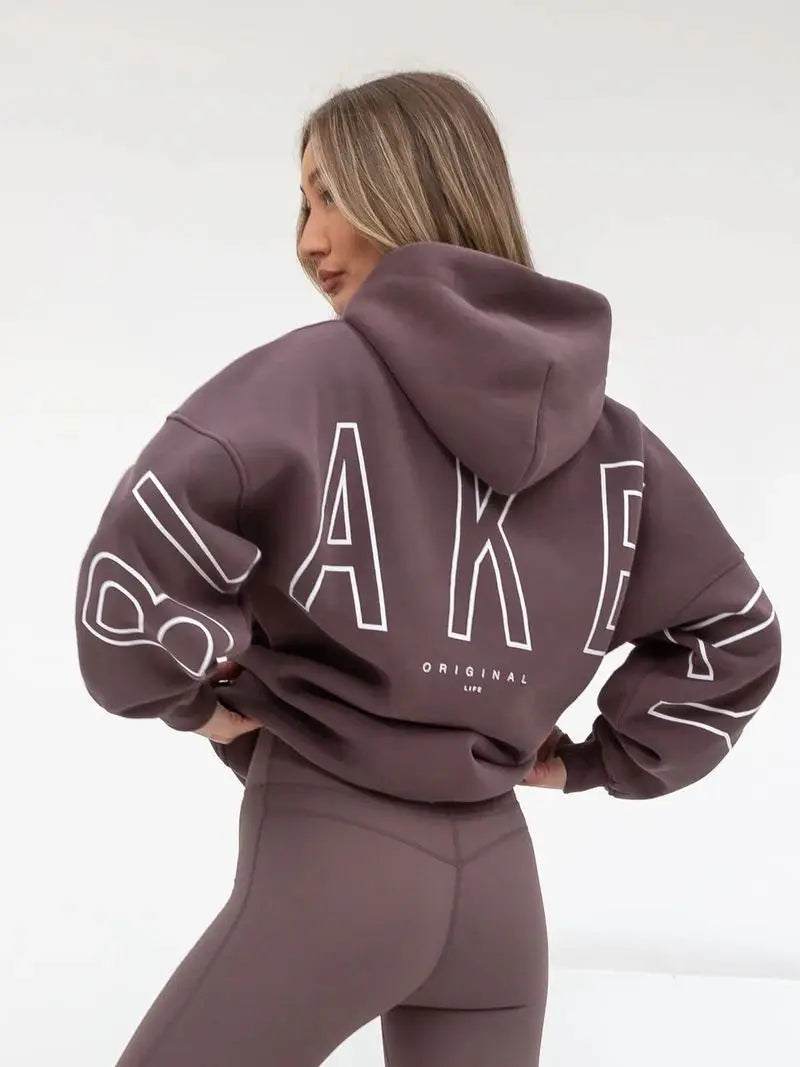 European American Fashion Printed Hooded Hip Hop Sweatshirt 2025 New Cross Border Thickened Versatile Long-sleeved Loose Clothes - ATFH