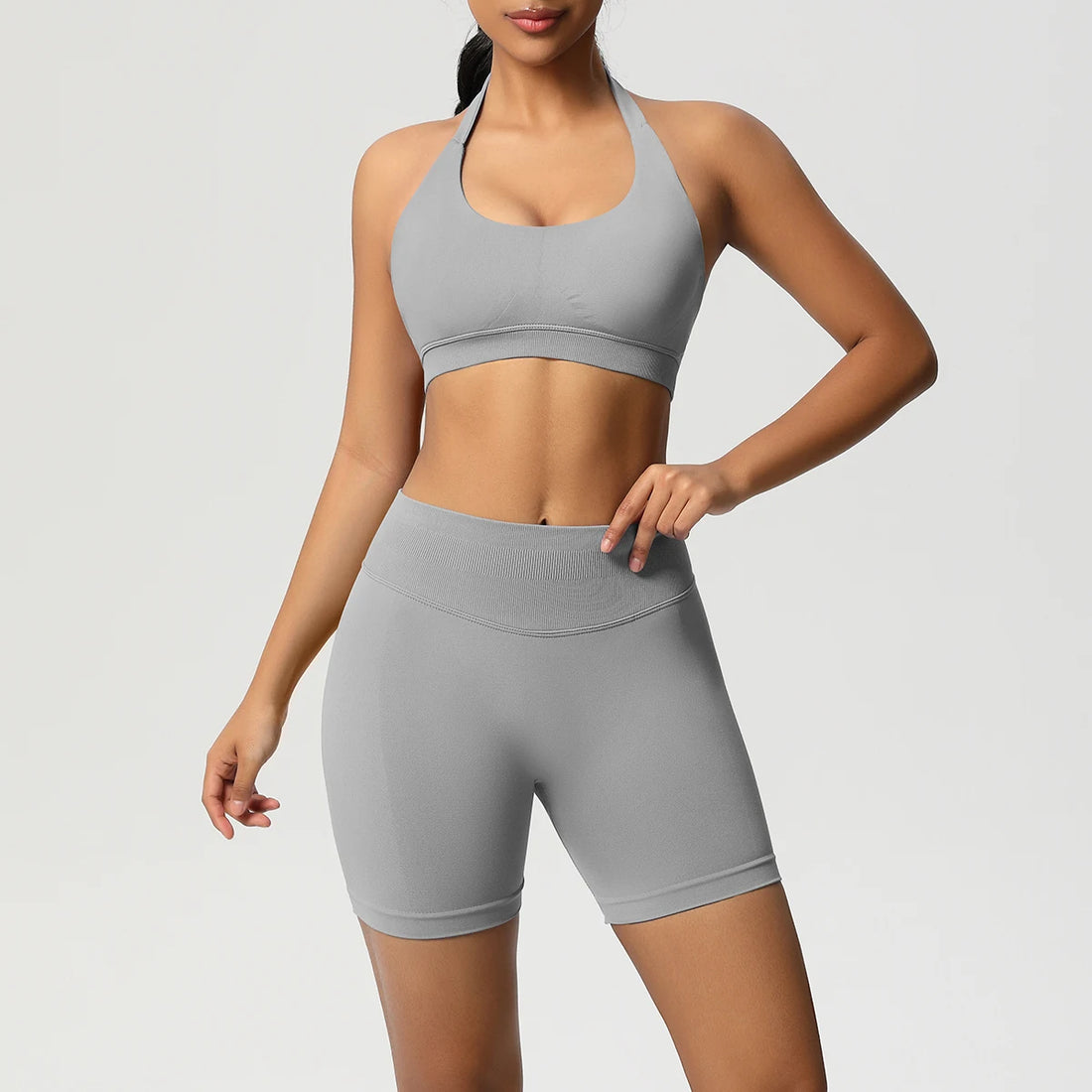 2PCS Sportswear Woman Sports Yoga Set Gym Clothes Yoga Suits For Women Tracksuits Sports Shorts Crossover Bra Gym Leggings - ATFH
