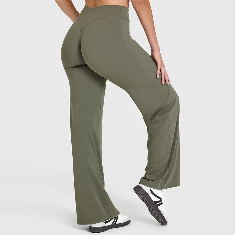 NCLAGEN Sport Trousers SoftMotion Straight-Leg Pants Women's High Waist Yoga Bottoms GYM Naked Feel Pilates Running - ATFH